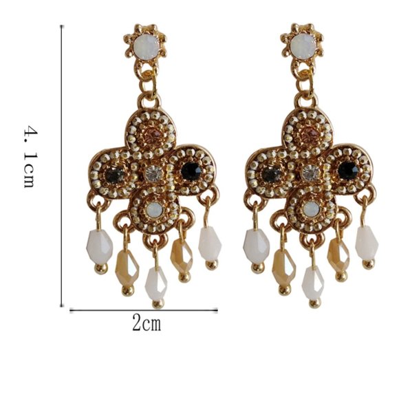💙 Bobo Tassel Drop Earrings Charm Stone - Picture 9 of 11